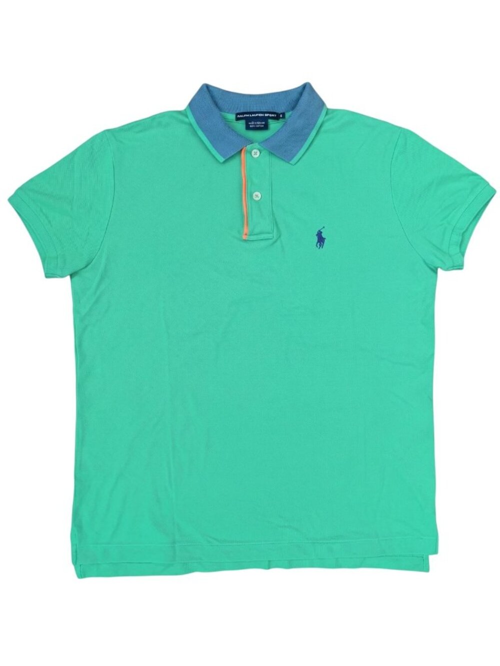 Ralph Lauren Sport Green Polo Shirt Blue Collar S